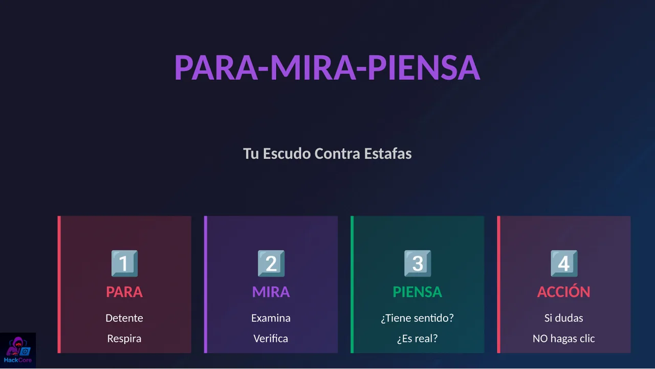 Diapositiva: PARA, MIRA, PIENSA, ACCIÓN
